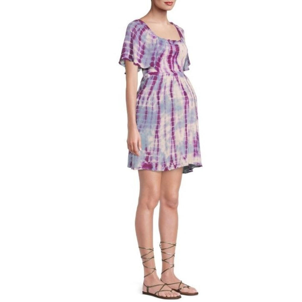 Angie On or Off -The -Shoulder Tie Dye Mini Dress in Multi Medium & Maternity‎